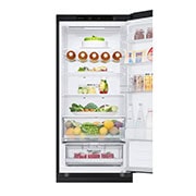 LG Šaldytuvas su šaldikliu apačioje | 2.03m | 387L | Juoda | D klasė | DoorCooling | Total No Frost | GBV3200DEP, Top door open with food view, GBV3200DEP, thumbnail 5