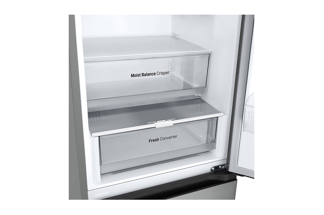 LG Šaldytuvas su šaldikliu apačioje |1.86m | 344L | Pilka | C klasė | DoorCooling | Total No Frost | GBV3100CPY, Duct with food view, GBV3100CPY, thumbnail 10