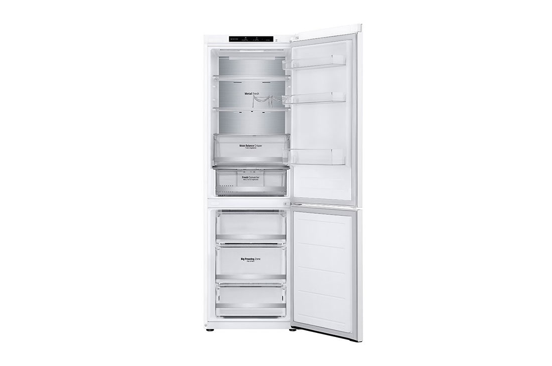 LG šaldytuvas su šaldikliu apačioje | 1.86m | 344L | Balta | D klasė | DoorCooling+™ | Fresh Converter™, FrontAllOpen_Food, GBV5140DSW, thumbnail 2