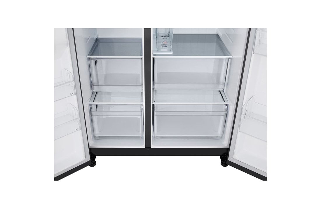 LG Side-by-Side šaldytuvas | aukštis 1.79m | plotis 91.4cm | 661L | Juoda | E klasė | Express Cool | Ice & Water dalytuvas , stalčiaus vaizdas, GSLC41EPPE, thumbnail 4