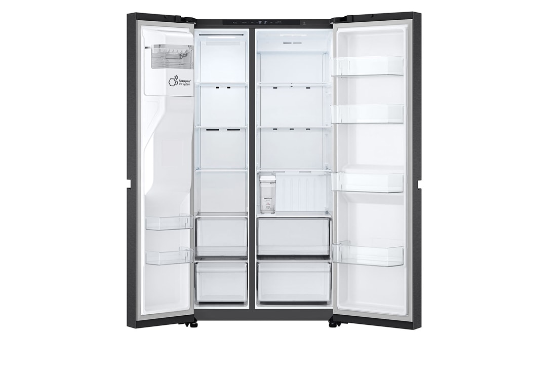 LG Side-by-Side šaldytuvas | aukštis 1.79m | plotis 91.4cm | 661L | Juoda | E klasė | Express Cool | Ice & Water dalytuvas , rankenos vaizdas, GSLC41EPPE, thumbnail 3