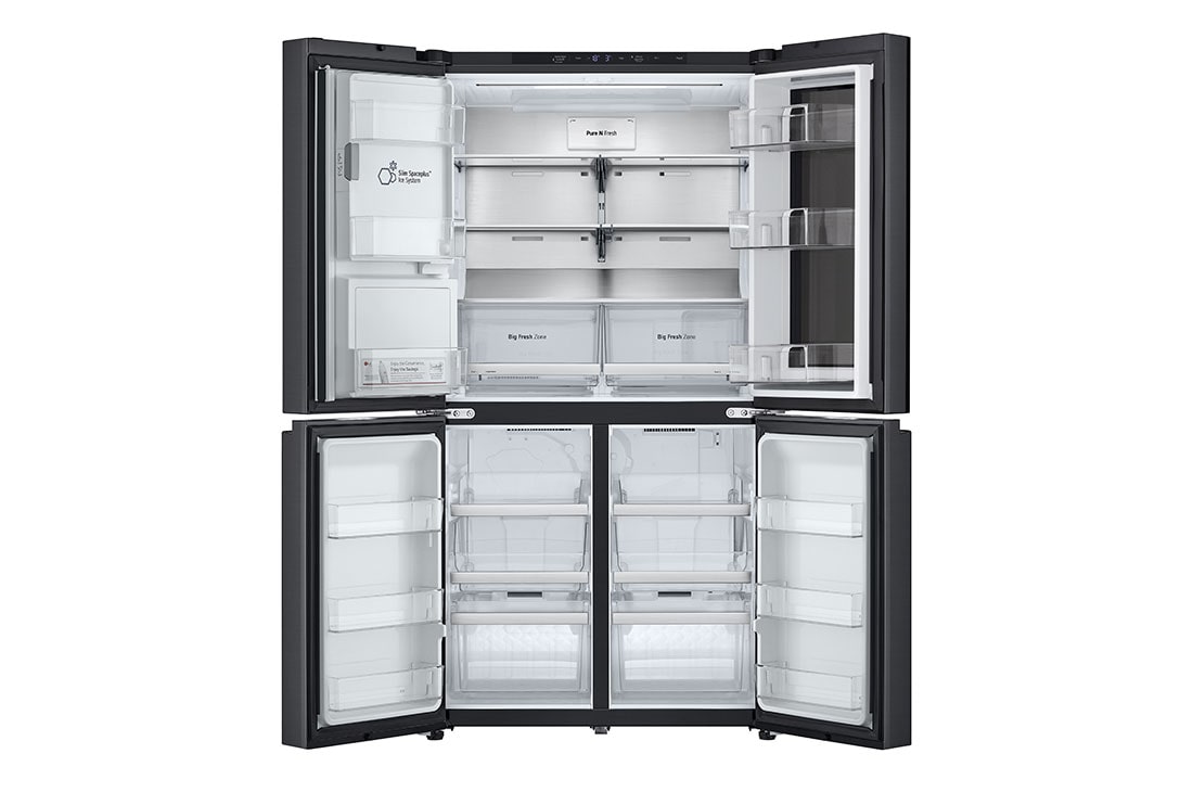 LG InstaView Side by side šaldytuvas | 1.79m | 508L | Black | E klasė | DoorCooling | Pure N Fresh |, front open without food, GMG861EPAE, thumbnail 4