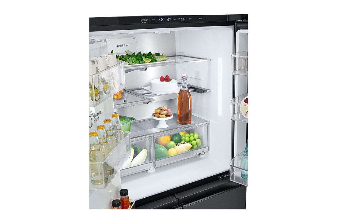 LG InstaView Side by side šaldytuvas | 1.79m | 508L | Black | E klasė | DoorCooling | Pure N Fresh |, drawer food, GMG861EPAE, thumbnail 9