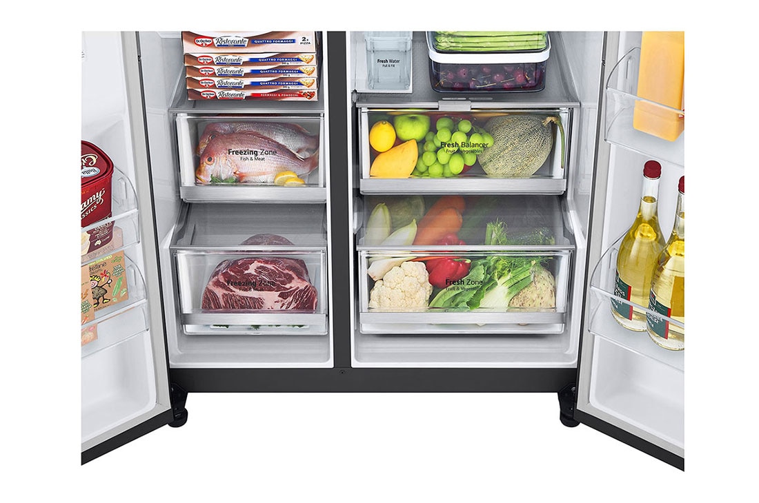 LG  LG InstaView Side by side šaldytuvas | 1.79m | 635L | Juoda | E klasė | Door Cooling | Fresh Balancer | GSGV81EPLL, door handle detail view , GSGV81EPLL, thumbnail 7