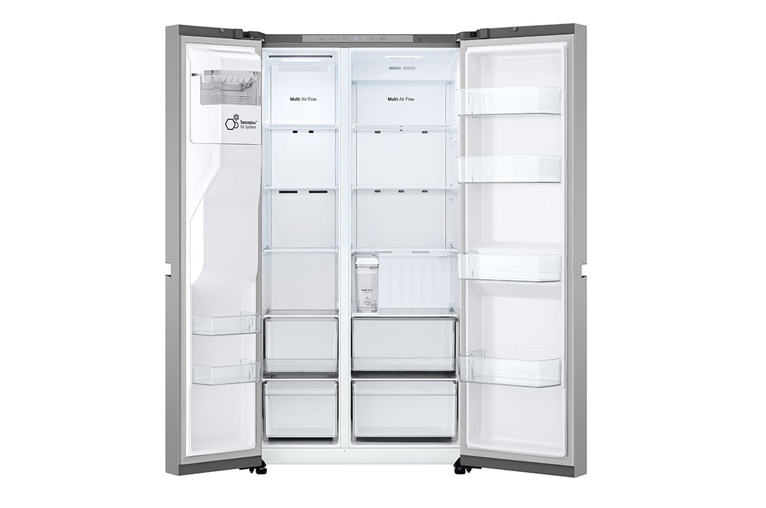 LG Side-by-Side šaldytuvas | aukštis 1.79m | plotis 91.5cm | 664L | Sidabras | E klasė | Express Cool , Front Open without food, GSLC41PYPE, thumbnail 3