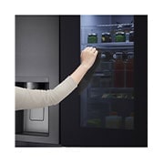 LG Side-by-Side šaldytuvas | aukštis 1.79m | plotis 92.8cm | 628L | Juoda | D klasė | DoorCooling+™| InstaView™, „InstaView“ šviesa įjungta, GSXE90EVDD, thumbnail 4