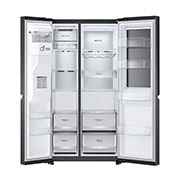 LG Side-by-Side šaldytuvas | aukštis 1.79m | plotis 92.8cm | 628L | Juoda | D klasė | DoorCooling+™| InstaView™, vaizdas iš priekio, GSXE90EVDD, thumbnail 11