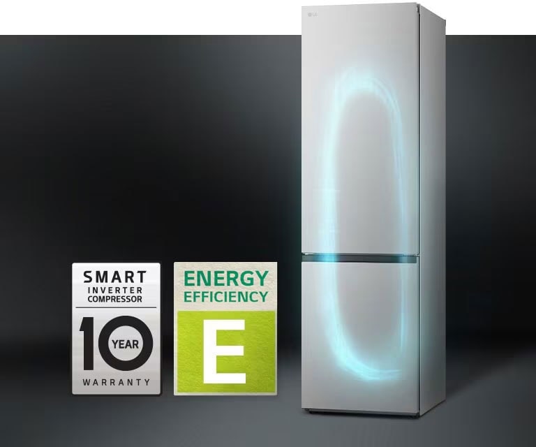 Šaldytuvas su efektyvia šaldymo sistema, kurią užtikrina „smart inverter compressor“ ir 10 metų garantija kompresoriui.