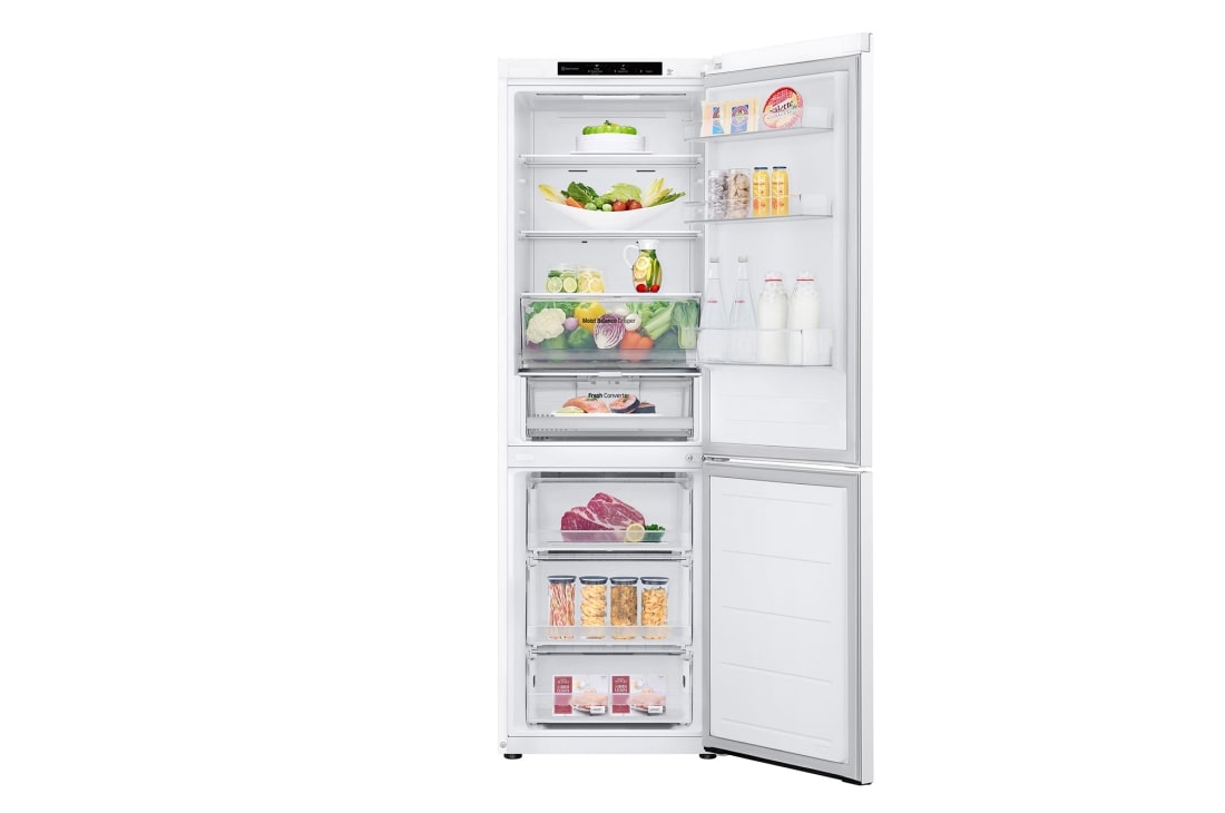 LG šaldytuvas su šaldikliu apačioje | 1.86m | 344L | Balta | E klasė | DoorCooling+™ | Fresh Converter™, Front open, GBV3100ESW, thumbnail 3