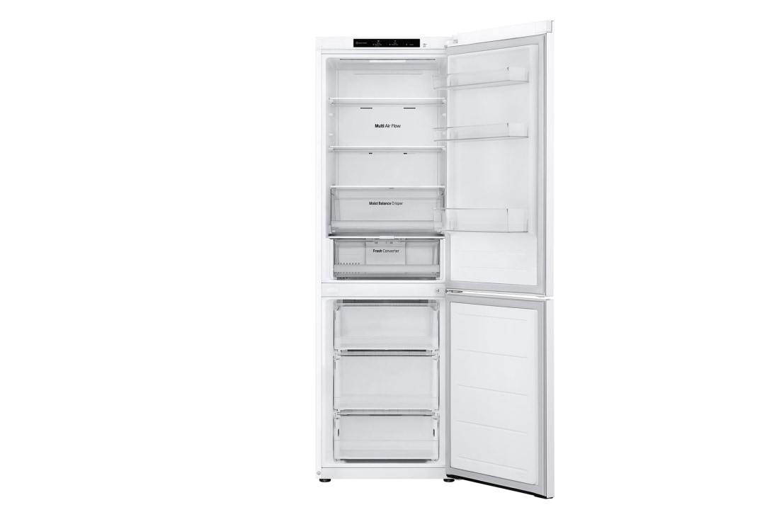 LG šaldytuvas su šaldikliu apačioje | 1.86m | 344L | Balta | E klasė | DoorCooling+™ | Fresh Converter™, Front open, GBV3100ESW, thumbnail 4