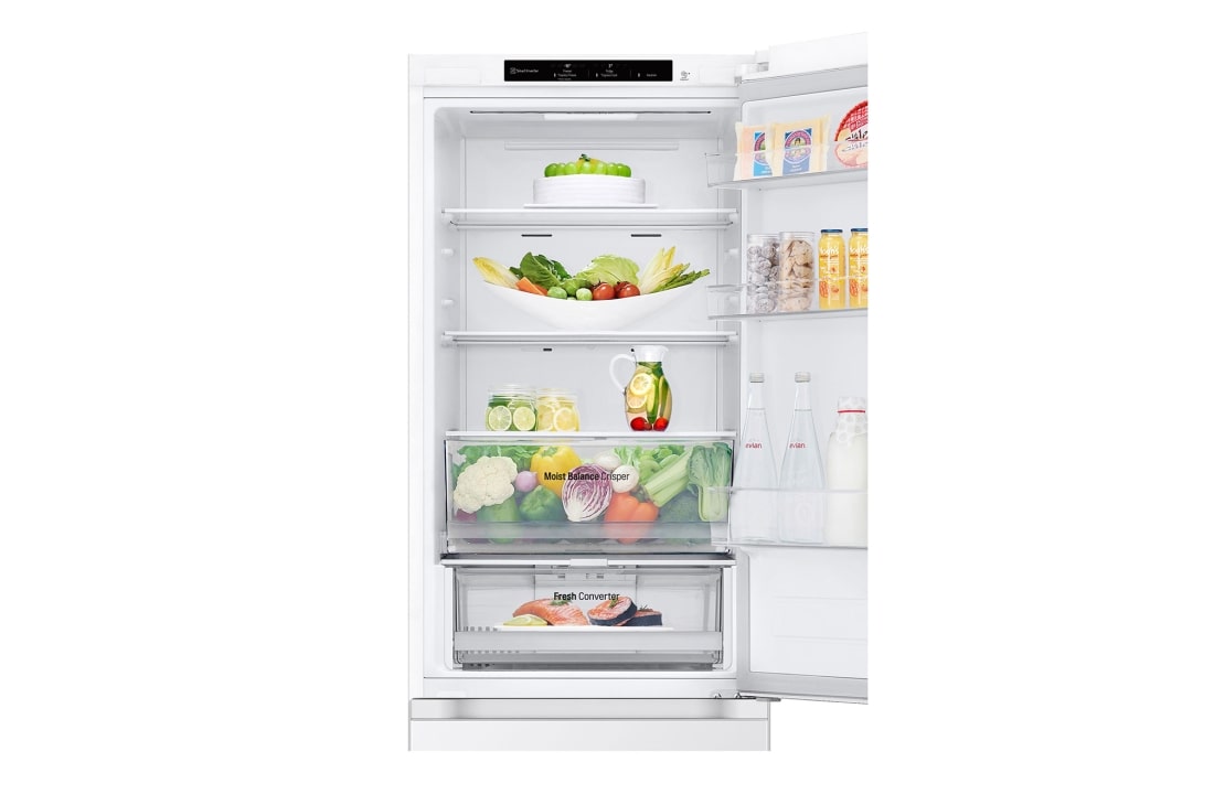LG šaldytuvas su šaldikliu apačioje | 1.86m | 344L | Balta | E klasė | DoorCooling+™ | Fresh Converter™, Front open, GBV3100ESW, thumbnail 10