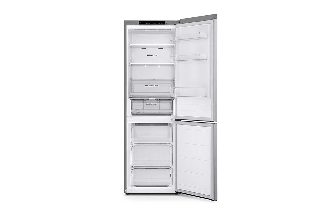 LG šaldytuvas su šaldikliu apačioje | 1.86m | 344L | Juoda | E klasė | DoorCooling+™ | Fresh Converter™, Priekinės vidos durys uždarytos (be maisto, durys atidarytos), GBV3100EEP, thumbnail 2