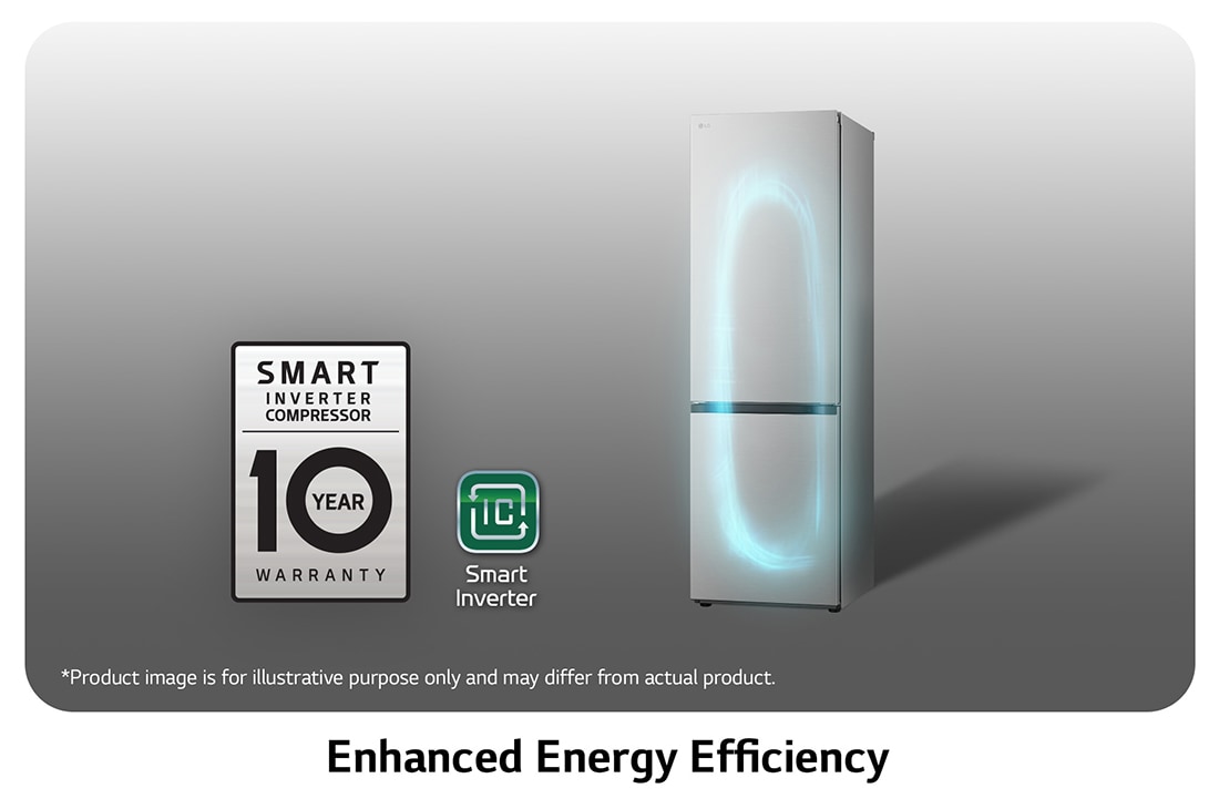 LG šaldytuvas su šaldikliu apačioje | 1.86m | 344L | Juoda | E klasė | DoorCooling+™ | Fresh Converter™, Didesnis energijos vartojimo efektyvumas, GBV3100EEP, thumbnail 10