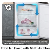 LG šaldytuvas su šaldikliu apačioje | 1.86m | 344L | Juoda | E klasė | DoorCooling+™ | Fresh Converter™, Jokio šerkšno su „Multi Air Flow“, GBV3100EEP, thumbnail 12