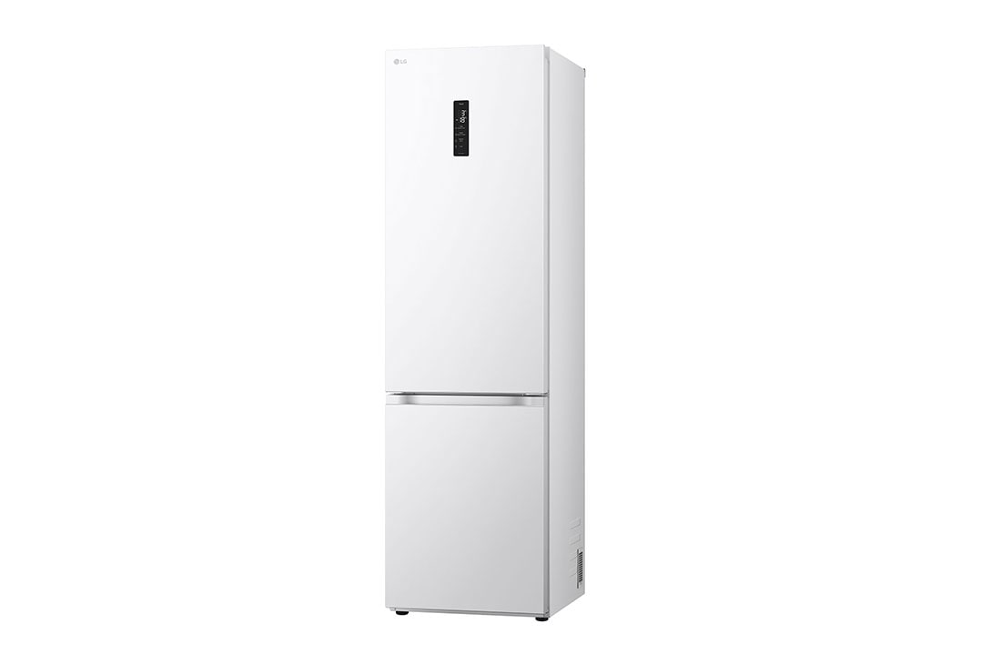 LG šaldytuvas su šaldikliu apačioje | 2.03m | 387L | Balta | E klasė | DoorCooling+™ | Fresh Converter™, Vaizdas iš kairės (durelės atidarytos, pilnas maisto produktų), GBV7270ESW, thumbnail 4