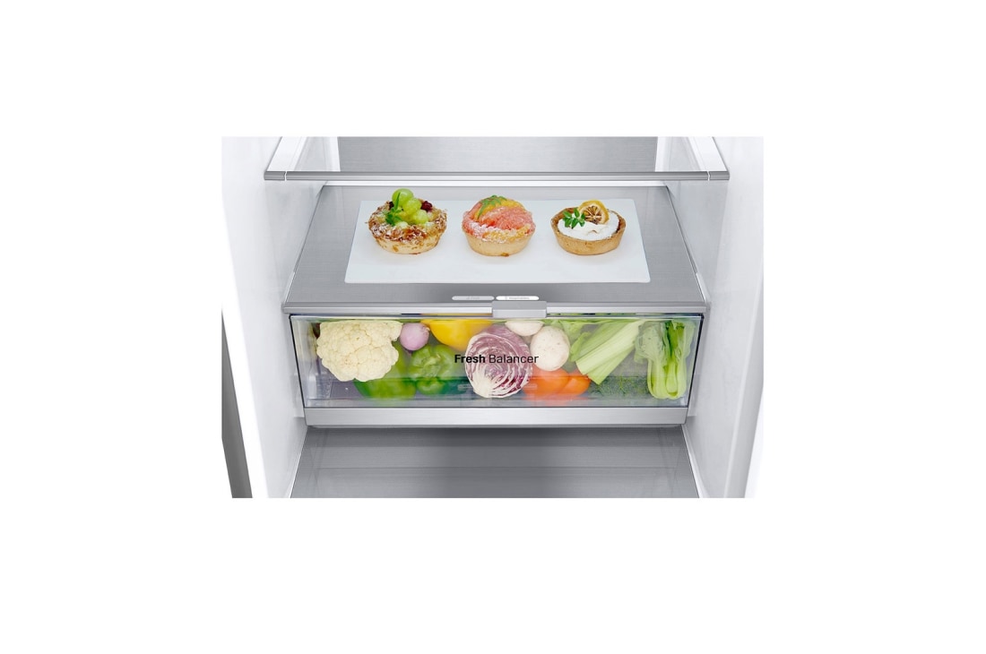 LG šaldytuvas su šaldikliu apačioje | 1.86m | 344L | Sidabras | E klasė | DoorCooling+™ | Fresh Converter™, Atlenkiama lentyna (atlenkta), GBV7170EPY, thumbnail 6