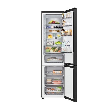 LG šaldytuvas su šaldikliu apačioje | 2.03m | 375L | Juoda | C klasė | DoorCooling+™ | Fresh Converter+™, front open, GBBS726CEV, thumbnail 2