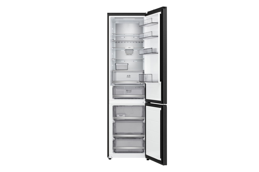 LG šaldytuvas su šaldikliu apačioje | 2.03m | 375L | Juoda | C klasė | DoorCooling+™ | Fresh Converter+™, front open, GBBS726CEV, thumbnail 3