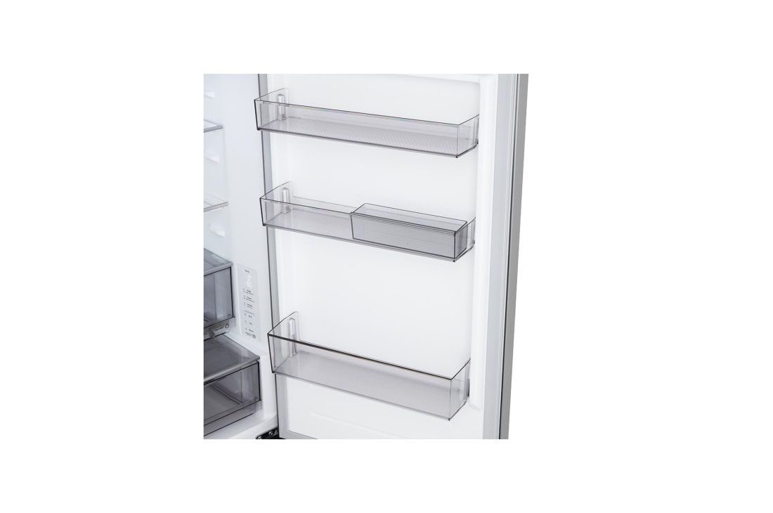 LG šaldytuvas su šaldikliu apačioje | 1.86m | 333L | Pilka | C klasė | DoorCooling+™ | FRESHBalancer™, LG šaldytuvas-šaldiklis , vaizdas iš priekio, kuriame rodoma DoorCooling+™ vėdinimo anga, GBBS514CPY, thumbnail 8