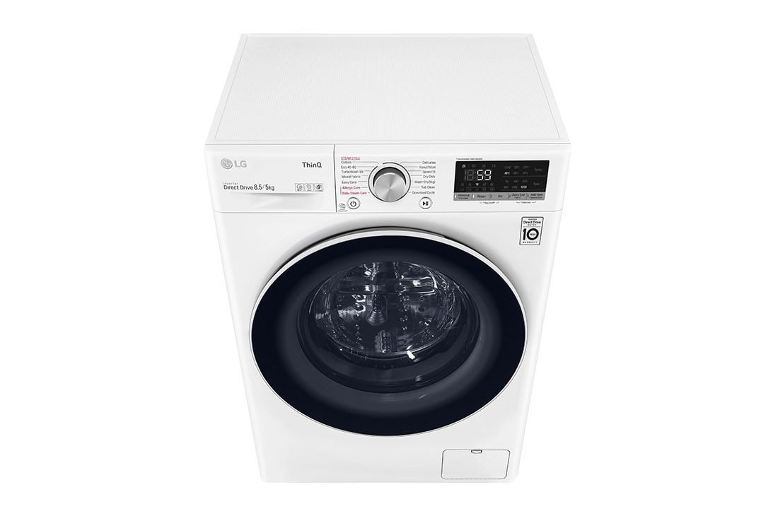 LG siaura skalbyklė ir džiovyklė  8.5/5kg | AIDD | V5 serijos |C/E | Gylis 47.5cm | Balta |Turbowash|Steam | WiFi |F2DV5S8S0, 8.5kg TurboWash™ skalbimo mašina su džiovintuvu, C klasė, F2DV5S8S0, thumbnail 9