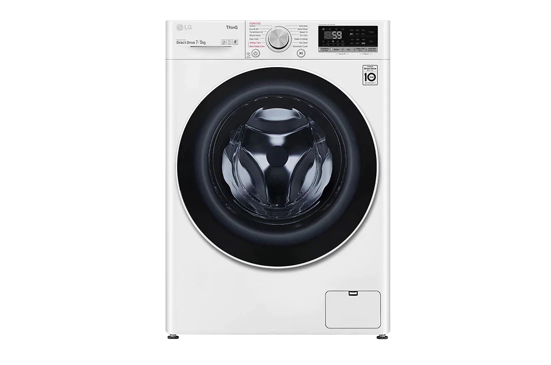 LG V500 serijos 7kg skalbimo mašina su džiovykle, gylis 47,5cm, 8.5kg TurboWash™ skalbimo mašina su džiovintuvu, A klasė, F2DV5S7S0E