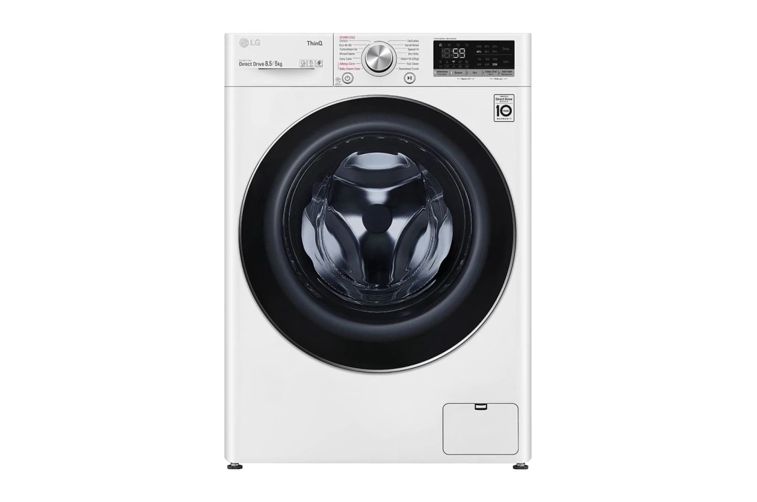 LG siaura skalbyklė ir džiovyklė  8.5/5kg | AIDD | V5 serijos | C/E | Gylis 47.5cm | Balta |Turbowash|Steam | WiFi |F2DV5S8S2E, F2DV5S8S2E