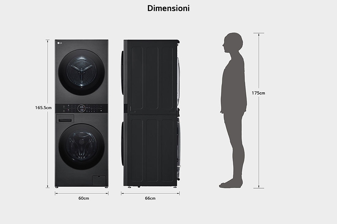 LG WashTower™ su džiovyklė 12kg / 10kg | AIDD | A / A+++ | 60 cm gylio | Matinė juoda | Turbowash360 | Garai | WT1210BBF, WT1210BBF, WT1210BBF, thumbnail 13