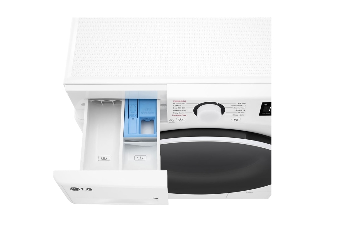 LG  siaura skalbyklė 8 kg | AIDD | R5 serijos | A-10% | Gylis 47.5cm | Balta |Steam | F2WR508S0W, F2WR508S0W, thumbnail 7