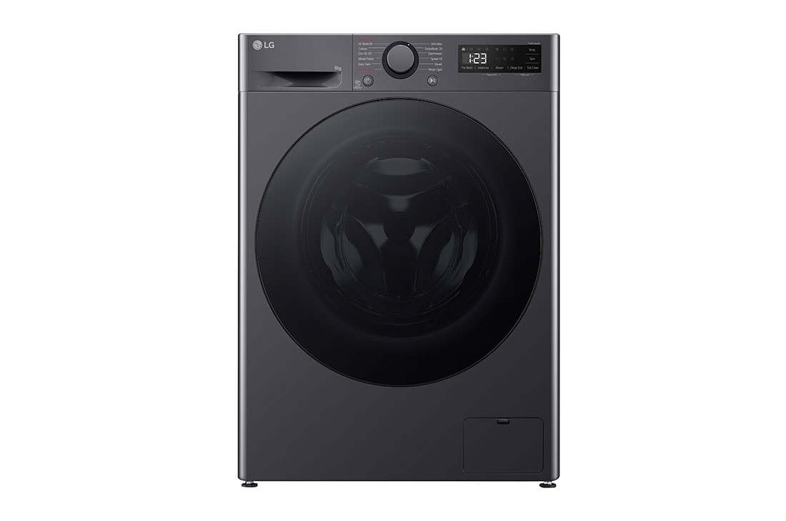 LG siaura skalbyklė 8 kg | AIDD | R5 serijos | A-10% | Gylis 47.5cm | Juoda |Steam | F2WR508S2M, Front view, F2WR508S2M