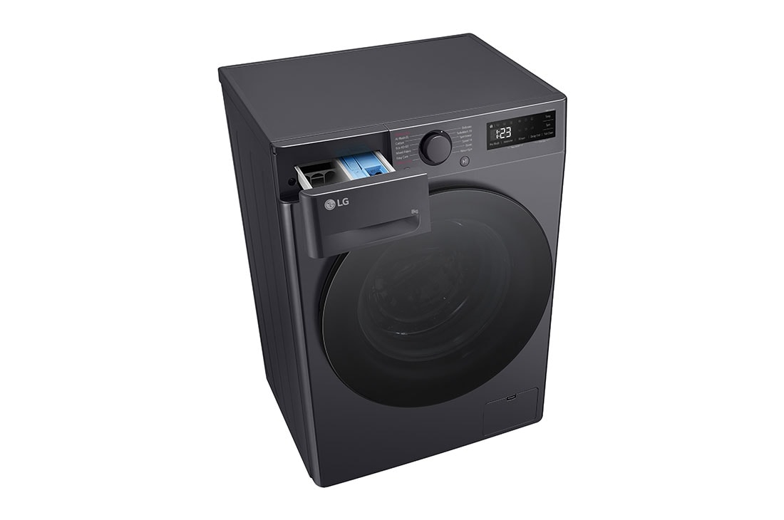 LG siaura skalbyklė 8 kg | AIDD | R5 serijos | A-10% | Gylis 47.5cm | Juoda |Steam | F2WR508S2M, Top perspective view with detergent port, F2WR508S2M, thumbnail 9