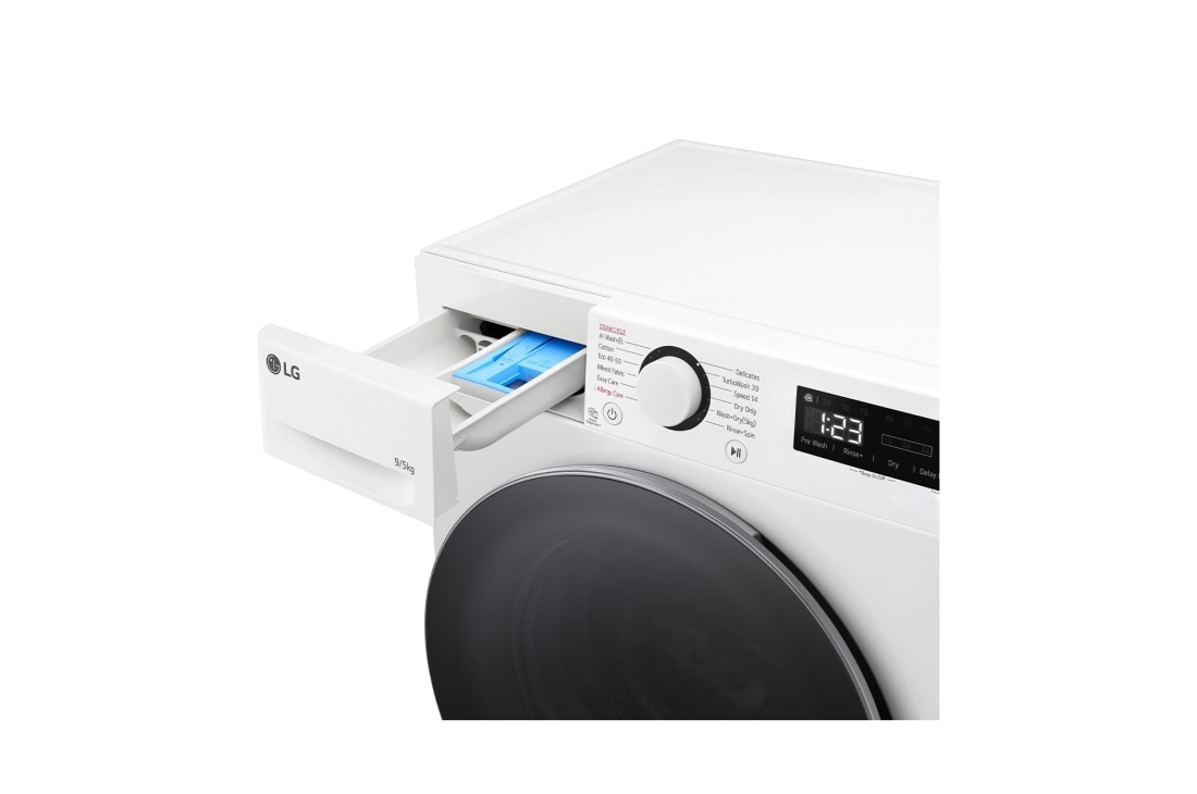 LG skalbyklė ir džiovyklė 9/5 kg | AIDD | R5 serijos | A/E | Gylis 47.5cm | Balta |Turbowash360 |Steam | F2DR509S1W, F2DR509S1W, thumbnail 5