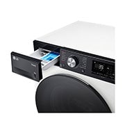 LG  skalbyklė 8 kg | AIDD | R7 serijos | A-10% | Gylis 56.5cm | Balta |Turbowash360 |Steam | WiFi | F2WR708S2H, Top perspective drawer open, F2WR708S2H, thumbnail 7