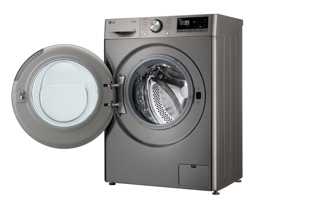 LG siaura skalbyklė 9 kg | AIDD | R7 serijos | A-10% | Gylis 47.5 cm | Pilka |Turbowash360 |Steam | WiFi |  F2WR709S2P, Right side door open, F2WR709S2P, thumbnail 11