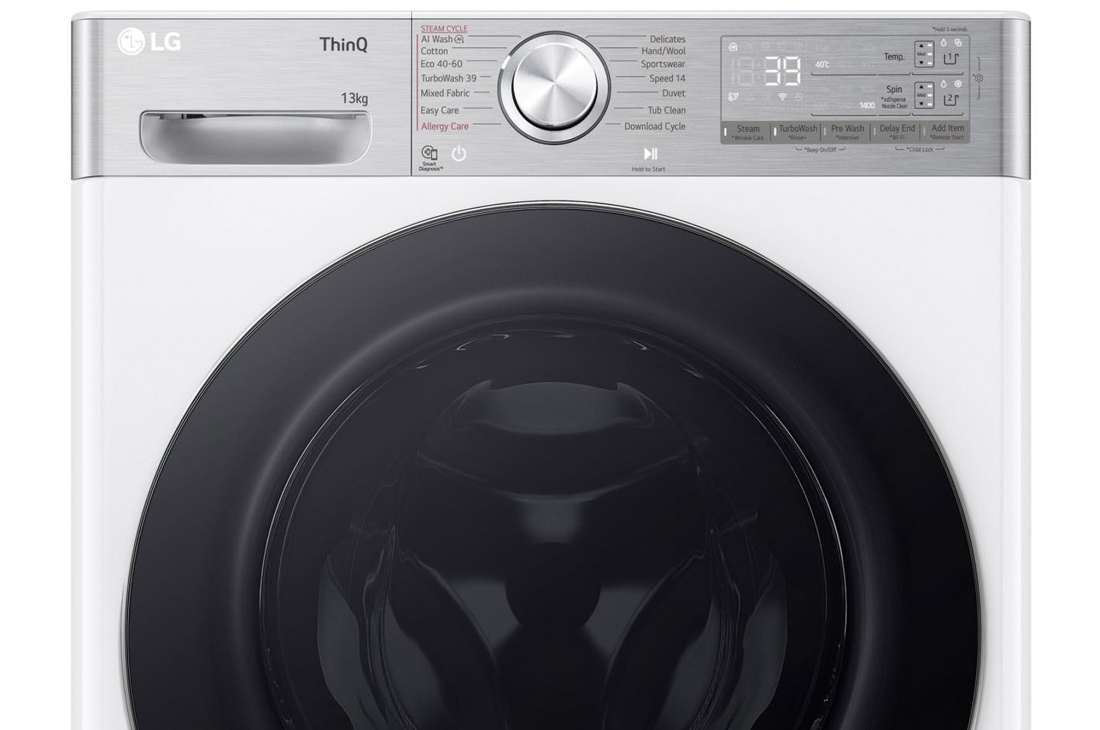 LG  skalbyklė 13 kg | AIDD | R9 serijos | A-10% | Gylis 61.5cm | Balta | Turbowash360 |Steam | WiFi | F4WR913P3WA, Display view, F4WR913P3WA, thumbnail 6