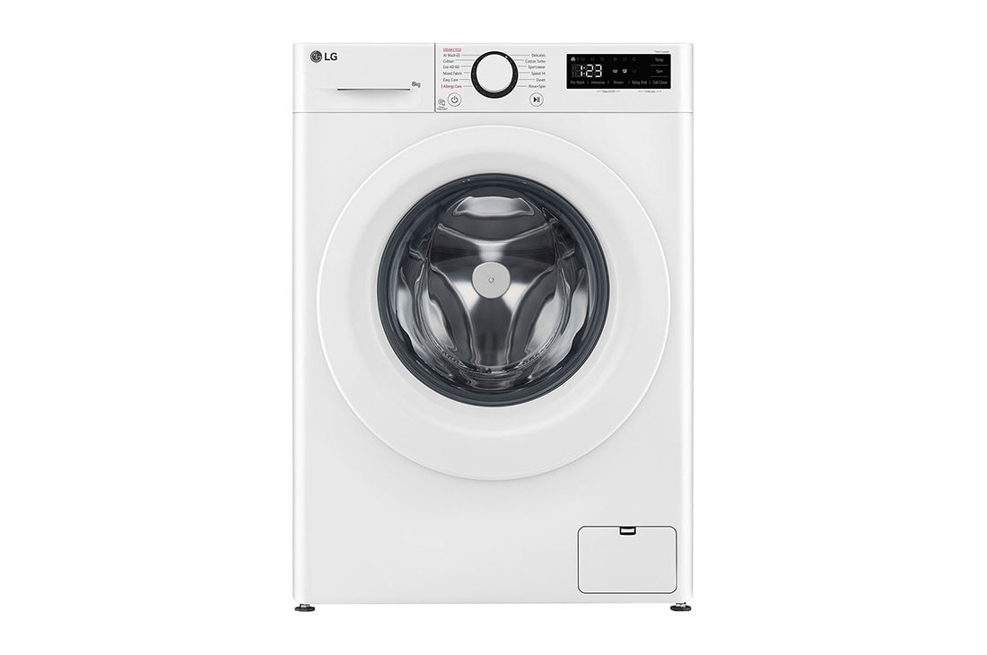 LG R500 serijos 8kg skalbimo mašina, gylis 47,5cm, Vaizdas iš priekio, F2WR508SWW