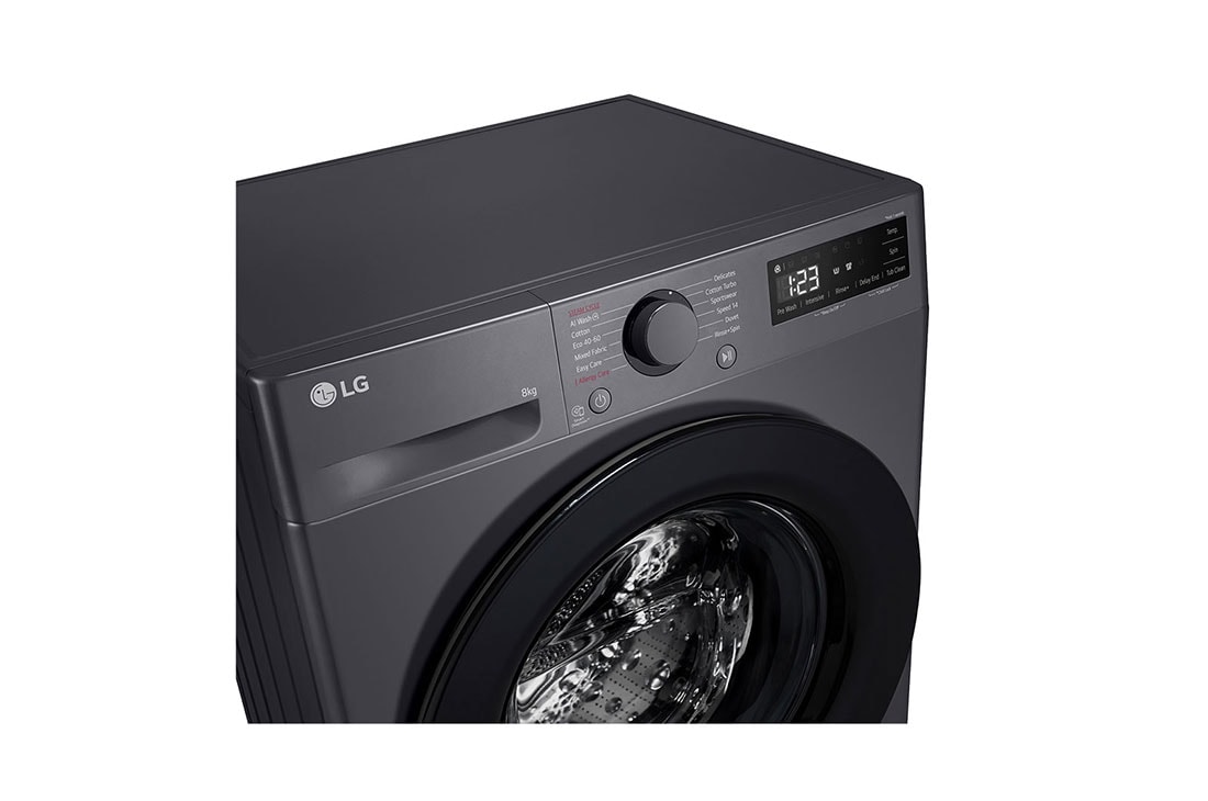 LG skalbimo mašina 8kg | Gylis 475 mm | A-10 % | R5 serija | Juoda | AI DD™ | Steam™ | Inverter Direct Drive™, Display view, F2WR508SBM, thumbnail 3
