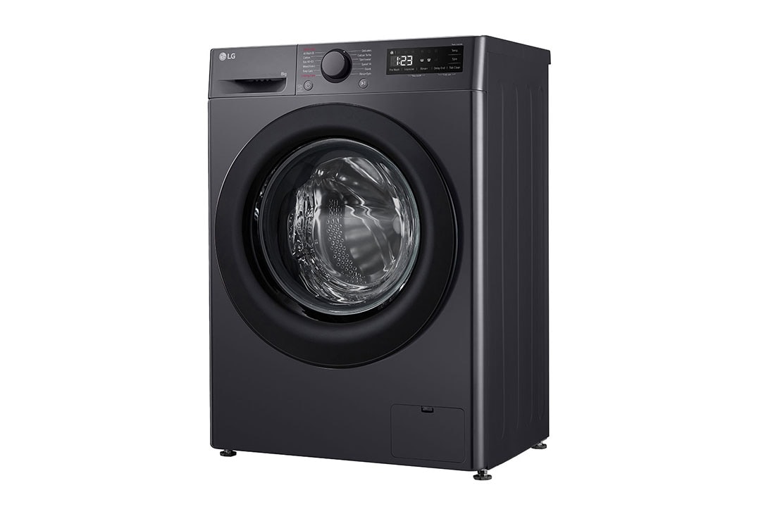 LG skalbimo mašina 8kg | Gylis 475 mm | A-10 % | R5 serija | Juoda | AI DD™ | Steam™ | Inverter Direct Drive™, Right side open door view, F2WR508SBM, thumbnail 11
