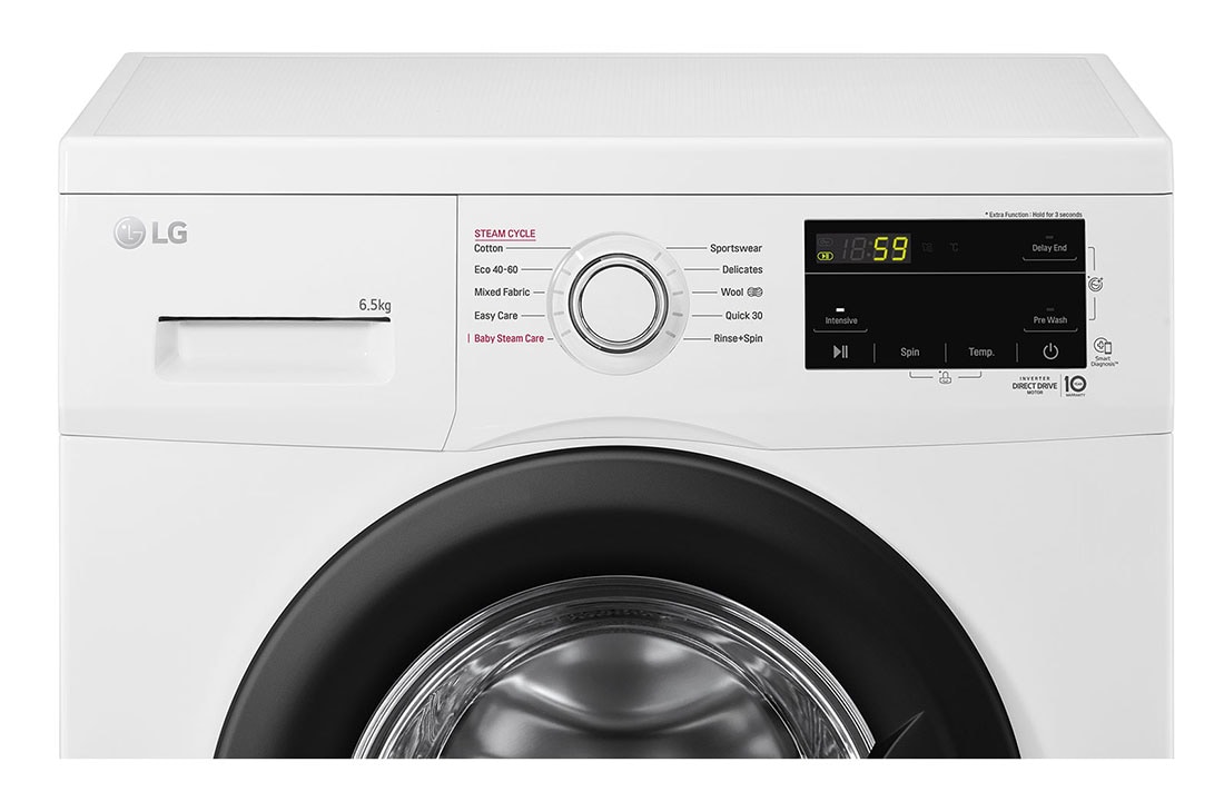 LG skalbimo mašina | 6.5kg | Baltas | E klasė | Inverter Direct Drive™ | Steam™, display view, F2J3WSBWE, thumbnail 4