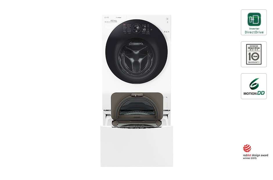LG 10+2kg „TwinWash™“ skalbimo mašina su garų funkcija, A+++ -40% klasė, FH4G1JCS2