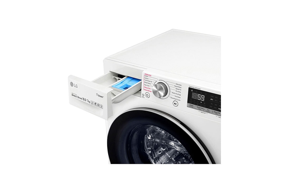 LG V700 serijos 10,5kg skalbimo mašina su džiovykle, gylis 56cm, F4DV710H1, thumbnail 5