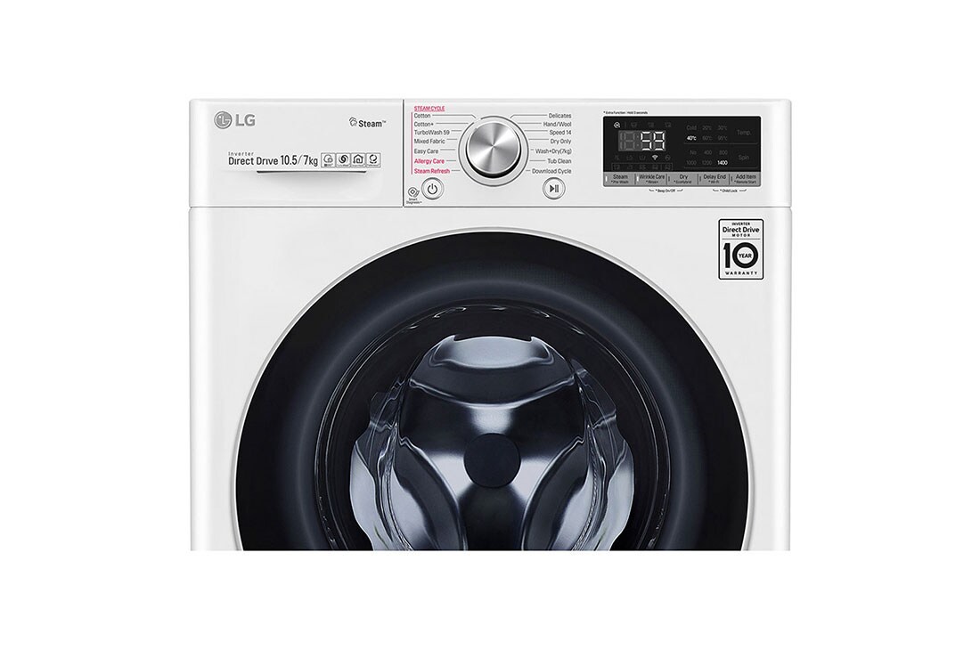 LG V700 serijos 10,5kg skalbimo mašina su džiovykle, gylis 56cm, F4DV710H1, thumbnail 6