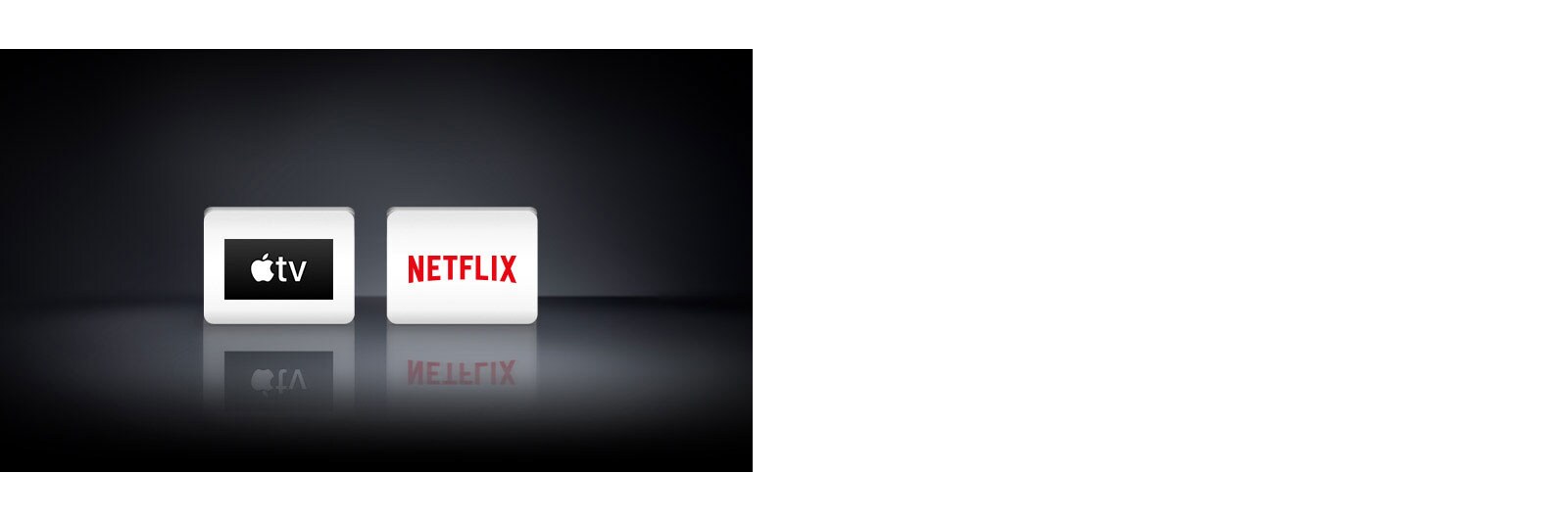 Du programų logotipai, rodomi iš kairės į Netflix“ ir „Apple TV“.