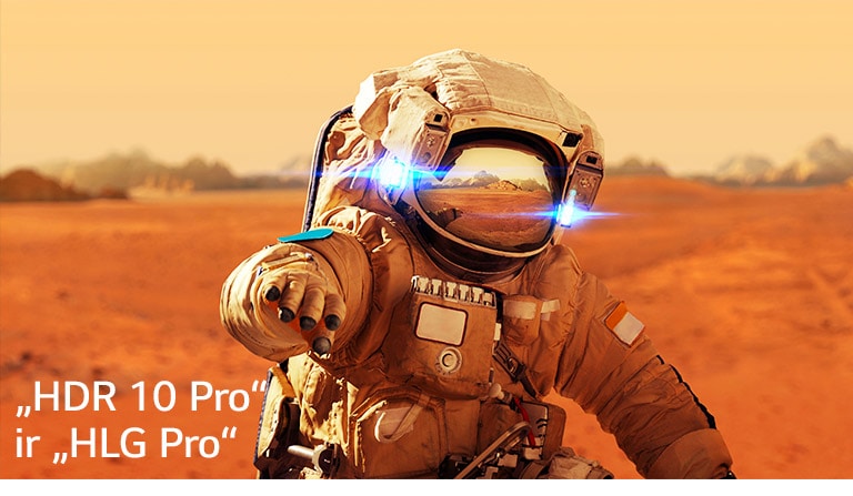 „Marvel“ filmo „Iron Man“ kortelė su „HLG pro“ ir „HDR 10 Pro“ logotipais