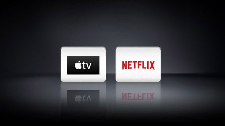 Du logotipai: „Apple TV“ ir „Netflix“