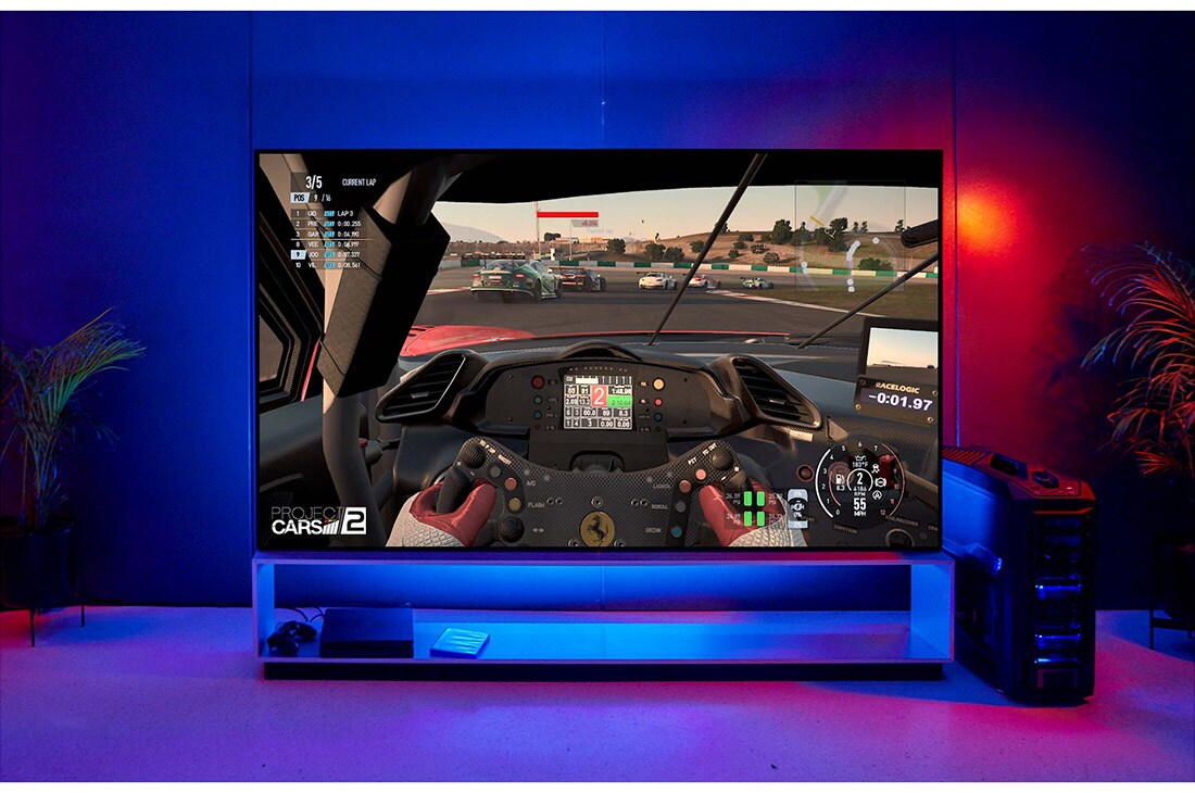 LG 86 colių OLED 8K televizorius, Dideliame TV ekrane rodomas lenktynių žaidimas, OLED88ZX9LA, thumbnail 11