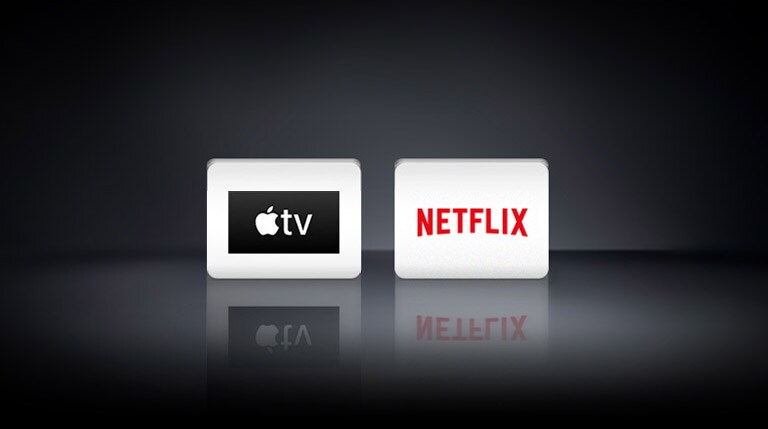 Du logotipai: „Apple TV“ ir „Netflix“