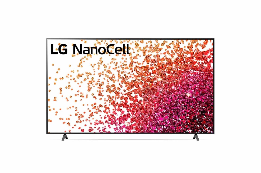 LG 75 colių NanoCell 4K teler koos protsessor α7 ja helisüsteem Dolby Atmos, LG „NanoCell“ TV vaizdas iš priekio, 75NANO753PA