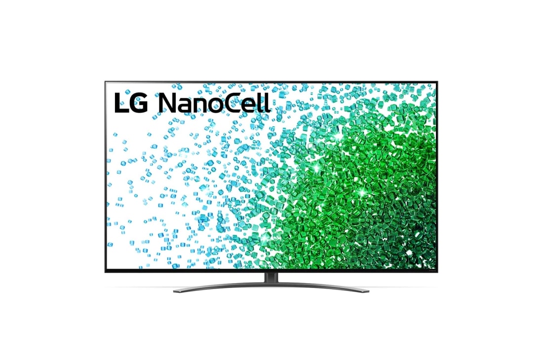 LG 55 colių NanoCell 4K teler koos protsessor α7 ja helisüsteem Dolby Atmos, LG „NanoCell“ TV vaizdas iš priekio, 55NANO813PA