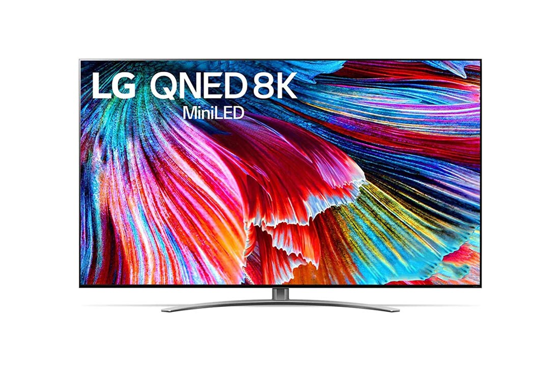 LG  65 colių QNED 8K televizorius, LG QNED TV vaizdas iš priekio, 65QNED993PB