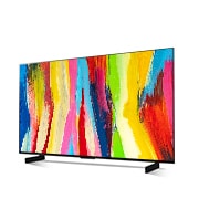 LG 42'' 4K OLED evo TV C2, 30 laipsnių vaizdas iš šono su užpildančiu vaizdu, OLED42C21LA, thumbnail 11